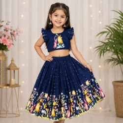 Girls Designer Printed Lehenga Choli Set
